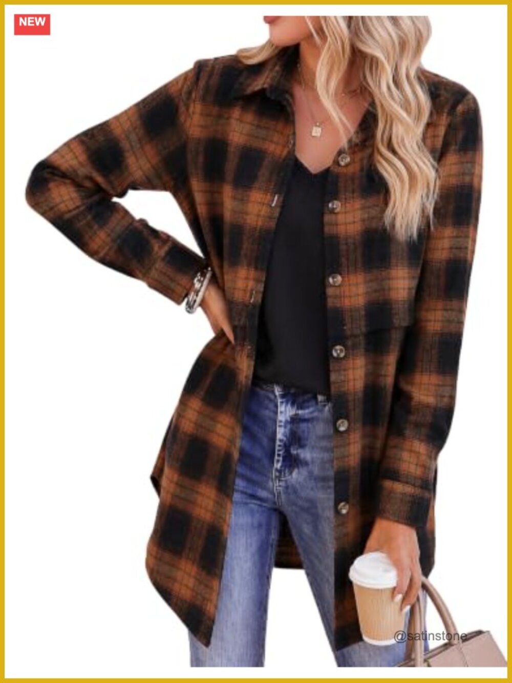 Women's Plaid Long Sleeve Flannel Shirt Lightweight Button Down Casual